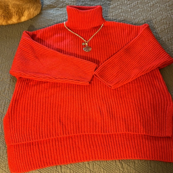 NWT Beautiful Dark Red Hi-Low Turtleneck Sweater - Picture 3 of 6